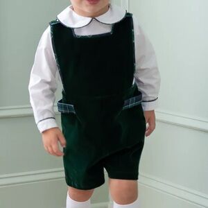 HENRY DUVALL James Henry Jon Jon in Green Velvet with Tartan Trim *NWOT*